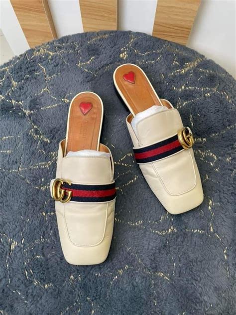 gucci peyton loafer mule white|GUCCI .